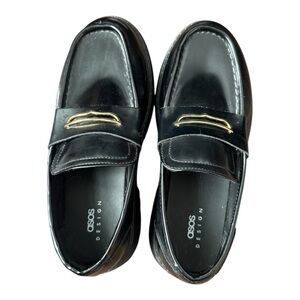 ASOS Chunky Black Loafers with Gold Accent